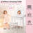 Vanity Table and Chair Set, Makeup Vanity Set with Stool and 3 Mirrors, Wood Dressing Table with Adjustable LED Lighting and Drawer, Pretend Play Vanity Set