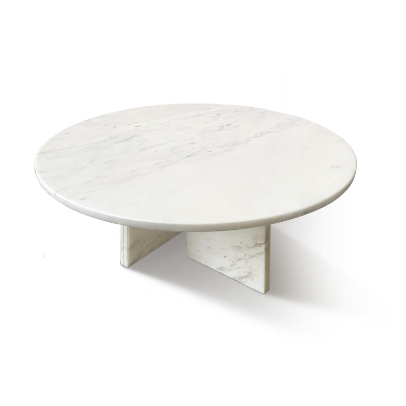Table basse Marble Stone, H 9,8 po x l 35,4 po x P 35,4 po, Beige, jaune