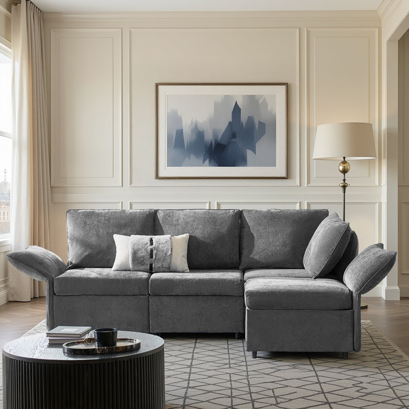 Andoline 4-Piece Upholstered Sectional, Navy