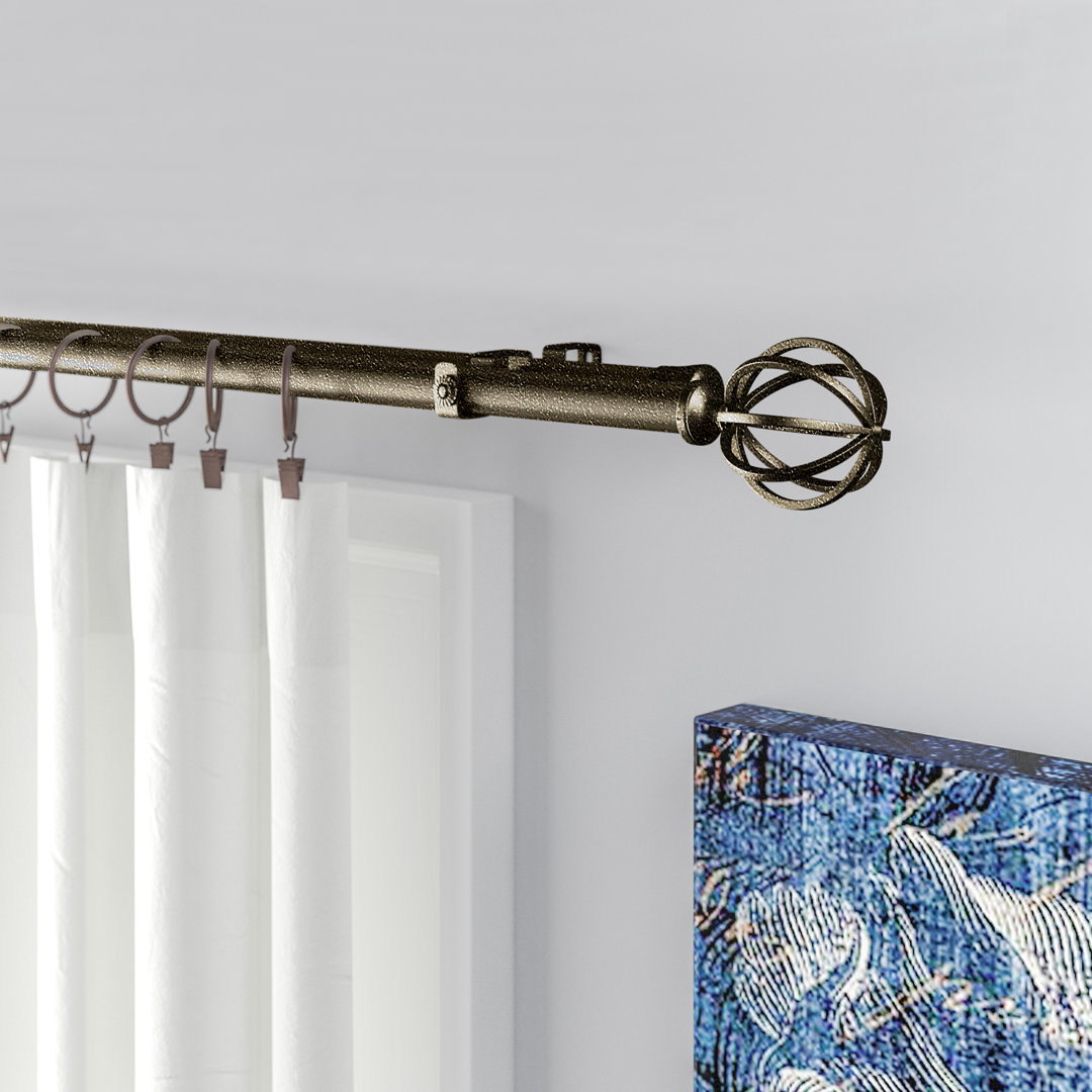 Swearingen Steel Adjustable Double Curtain Rod Three Posts™ 