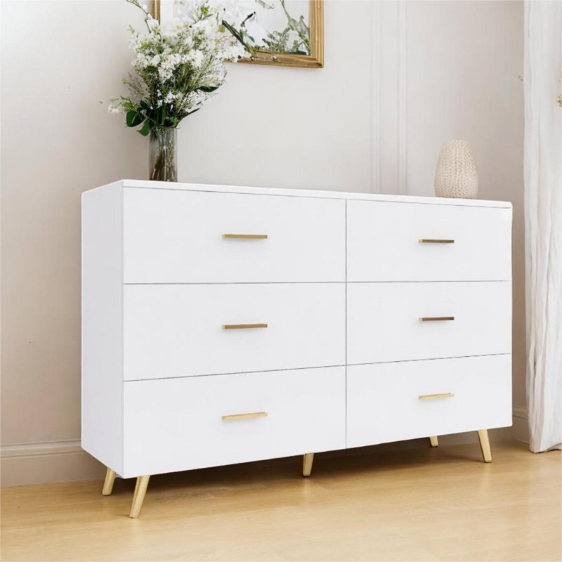 Commode 6 tiroirs Vesali, Blanc
