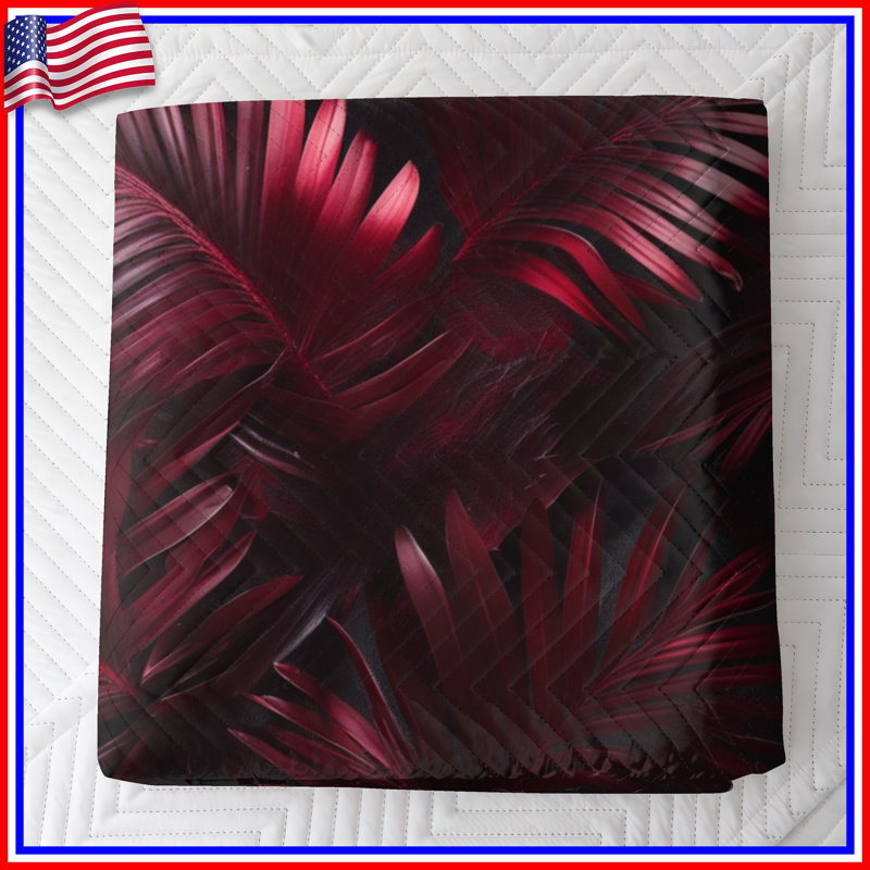 Red Palm Leaves Bedding Palm Bedspread Nature, Lit simple