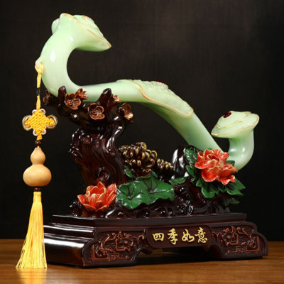 Four Seasons Auspicious Ornament - Wealth Attracting Resin Decor