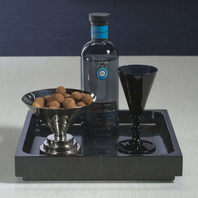 Plateau en marbre naturel Nero Marquina, H 2 po x l 9,75 po x P 9,75 po