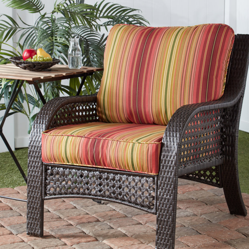 Lester Outdoor Premium Deep Seat Chair Cushion, Kinnabari Stripe
