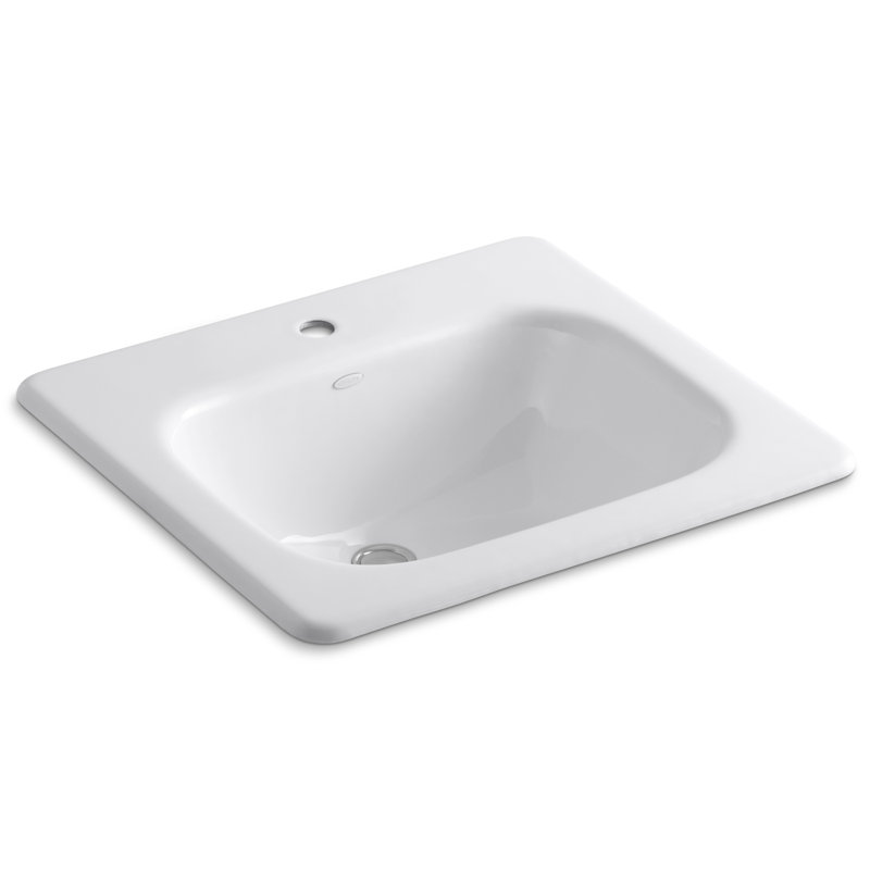 Tahoe Metal Rectangular Drop-In Bathroom Sink with Overflow, White, Single