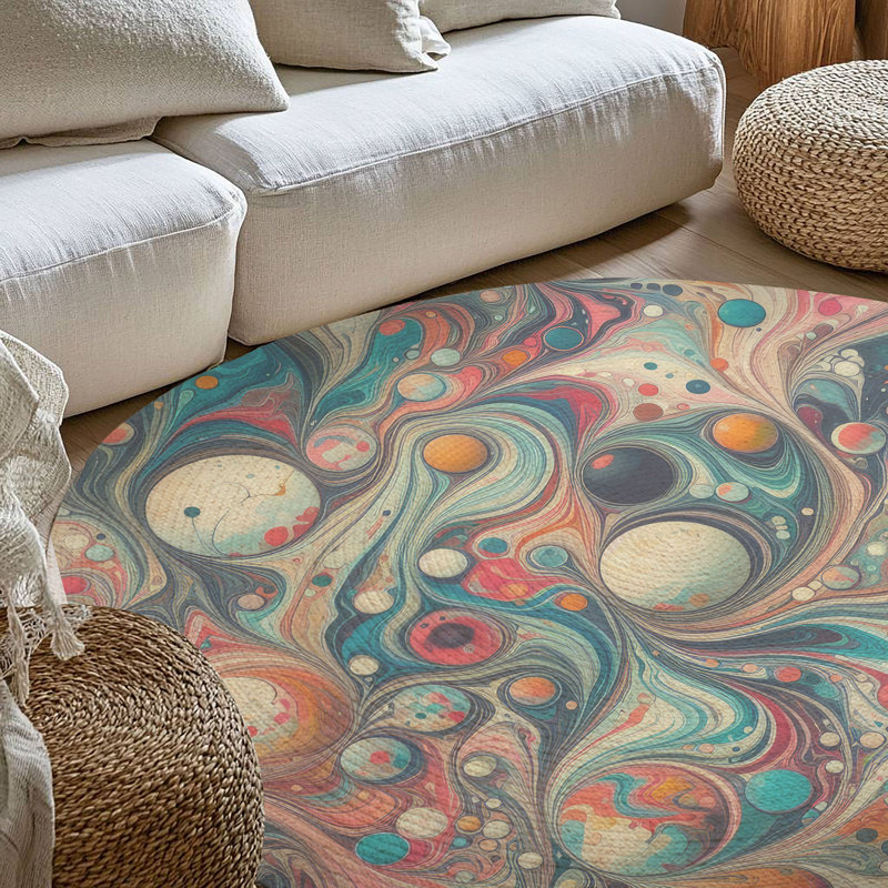 Tapis tressé Marble Vibes, Rond 5 pi