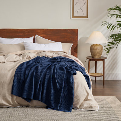 Bedsure 100% Cotton Waffle Weave Queen Blanket, Breathable & Lightweight Fall Blanket for Bed