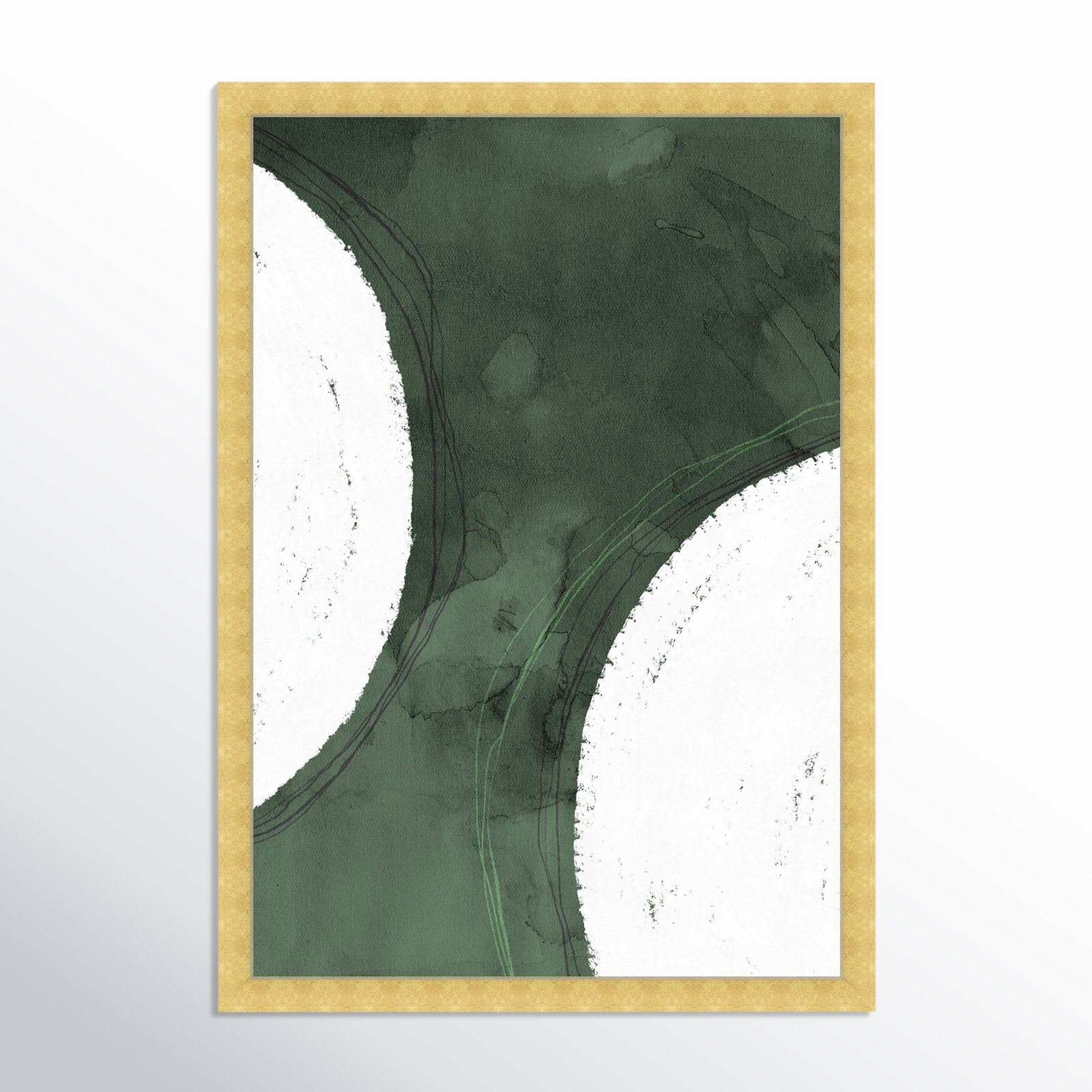 Green Moon Painting by Oliver Gal, 17" H x 12" W x 0.5" D, Gold
