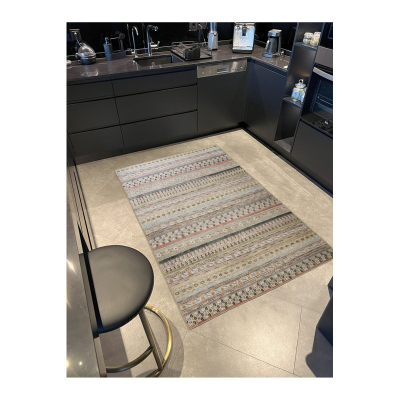 Tapis décoratif lavable à la machine beige