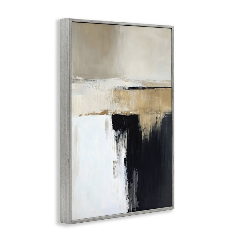 Giclée abstraite encadrée par Desert Horizon, conception de Gina Kelly, 24 x 16, Farmhouse Grey Giclee Framed