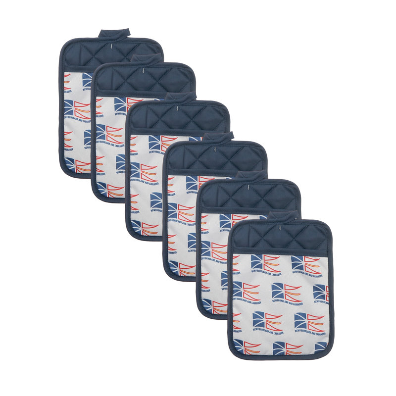 Porte-casseroles avec poche drapeau de Terre-Neuve - ensemble de 6
