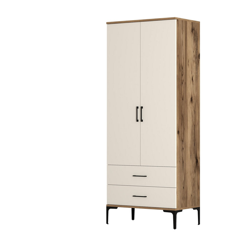 Berend 2 Door Wardrobe, Walnut/Cream