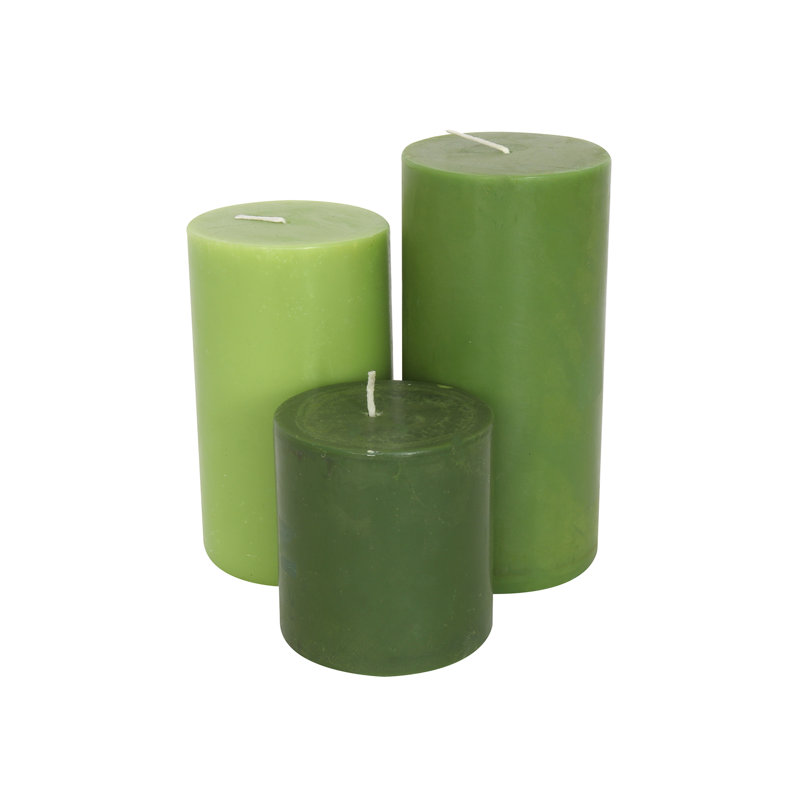Unscented Scented Pillar Candle, Green