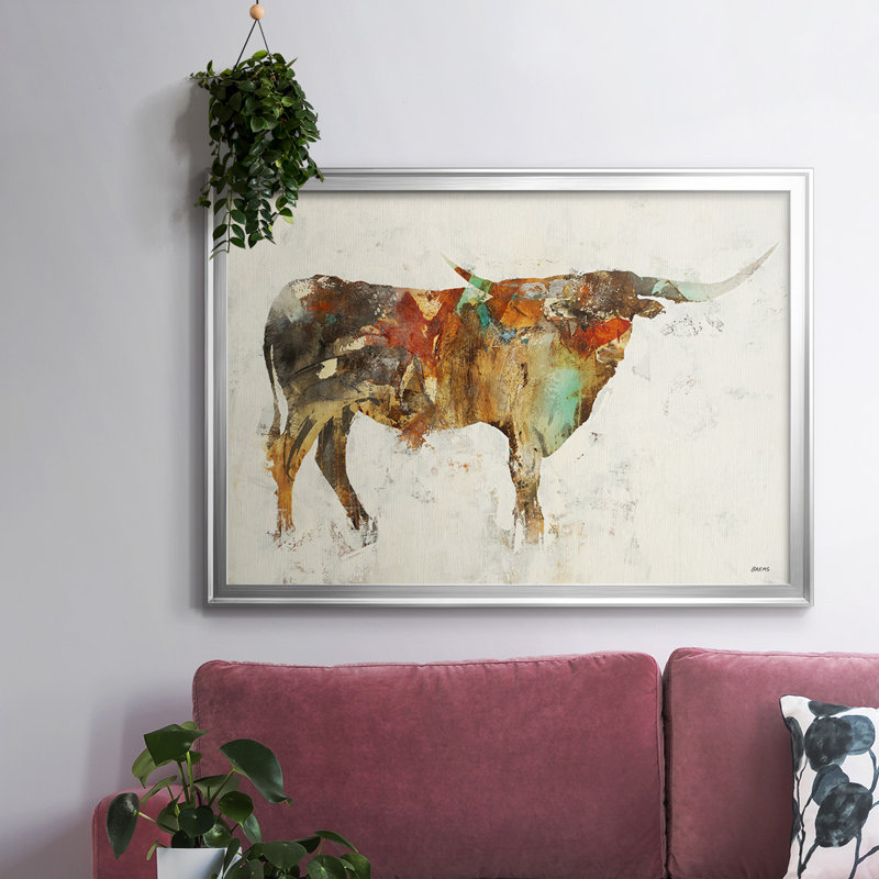 Longue corne, reproduction sur toile encadrée, Argent, H 14 po x l 20 po x P 1,5 po