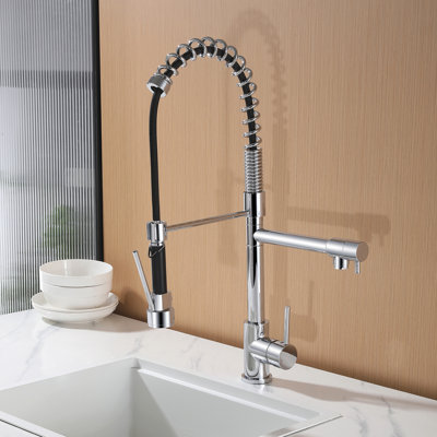 24.8" Modern 2-Function Single Handle Pull Down Kitchen Faucet With Pot Filler