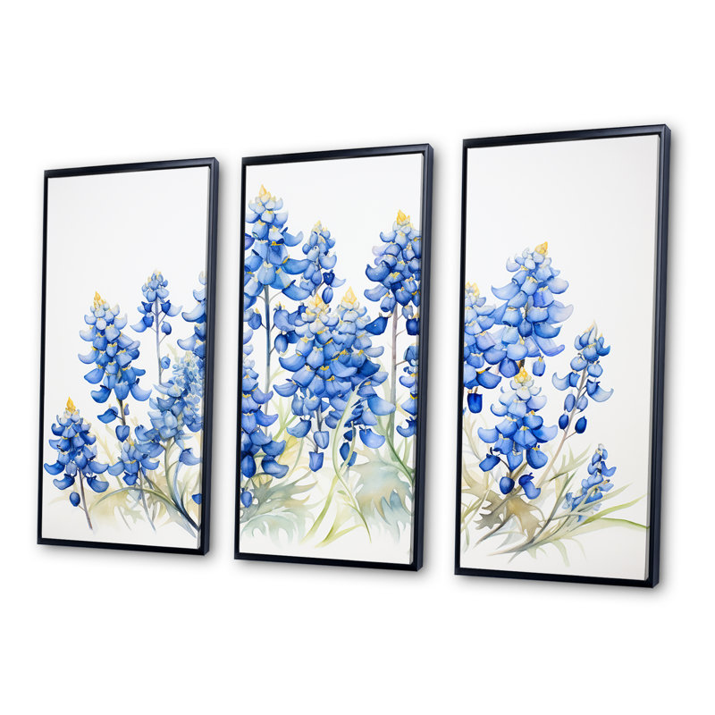 Blue Bonnets Minimalisme Dream I - Ensemble de décorations murales Blue Bonnets, Cadre flottant noir