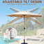 Parasol d'extérieur 9 pi - résistance, imperméable, construction, pour jardin, terrasse, cour, piscine (matériau imperméable beige,