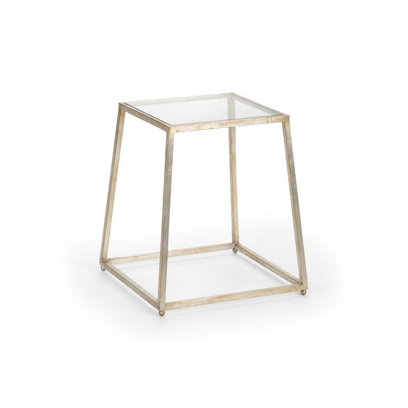 Silver Metal and Glass Rectangular End Table
