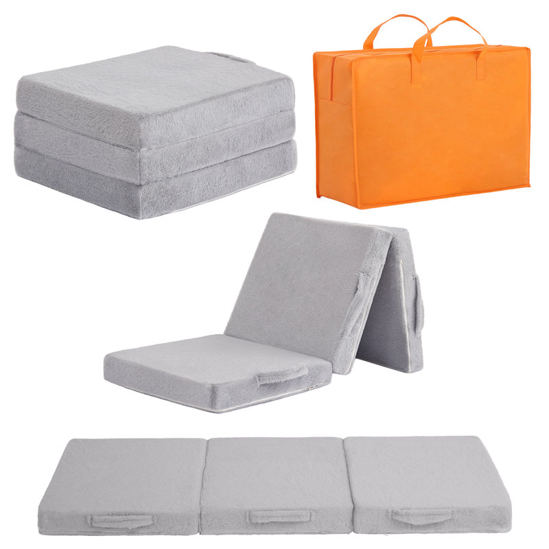 Kids Sleeper Chair,Kids Couch Sofa, Folding Toddler Couch, Plush Gray