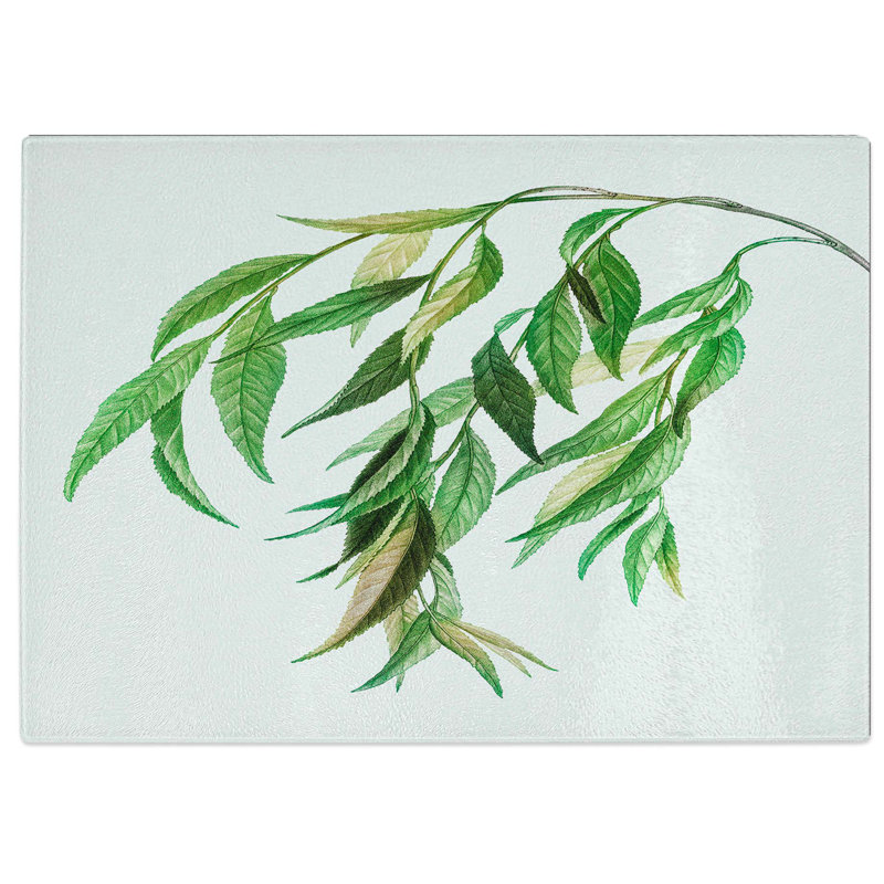 Tempered Glass Weeping Willow Tree Branch by Pierre-Joseph Redoute Chopping Board, 39 cm W x 28.5 cm L