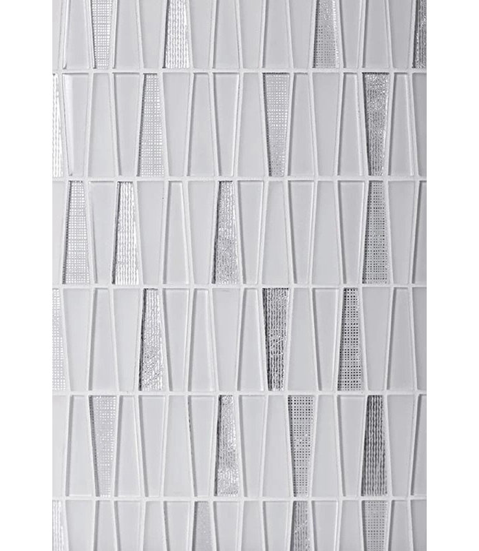 1" x 3" Glass Brick Joint Mosaic Wall and Floor Tile, Silver