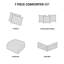 Literie en chenille taupe pour très grand lit - 7 pièces avec taies décoratives élégantes et édredon à effet tridimensionnel lavable