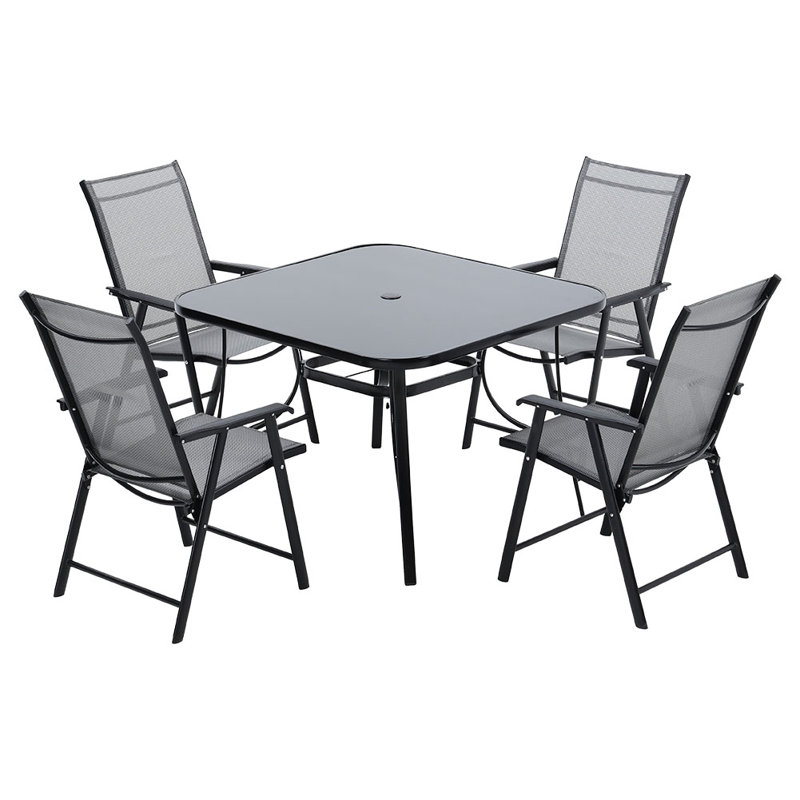 Aaronson 4 - Person Metal Patio Dining Set with Square Table