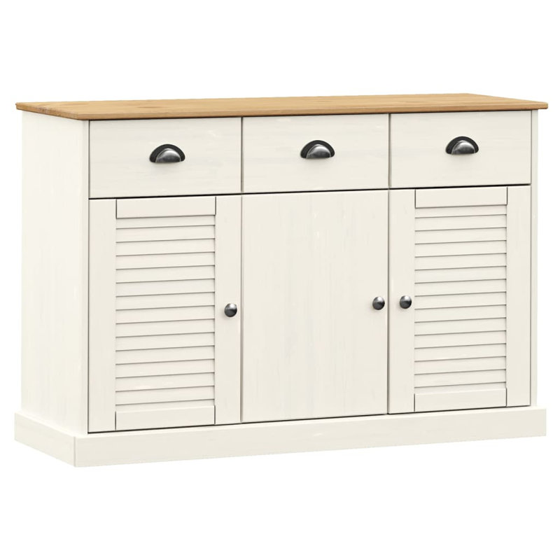 Sumler 113 Cm Wide 3 Drawer Pine Solid Wood Sideboard, Brown