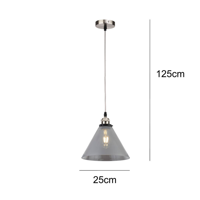 1 - Light Cone Pendant, Smoked, Chrome