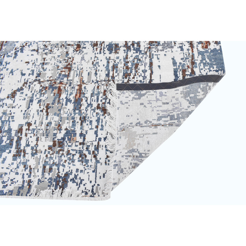 Tapis rond multicolore et multicolore de haute qualité noué à la main, Rectangle de 5 pi x 8 pi