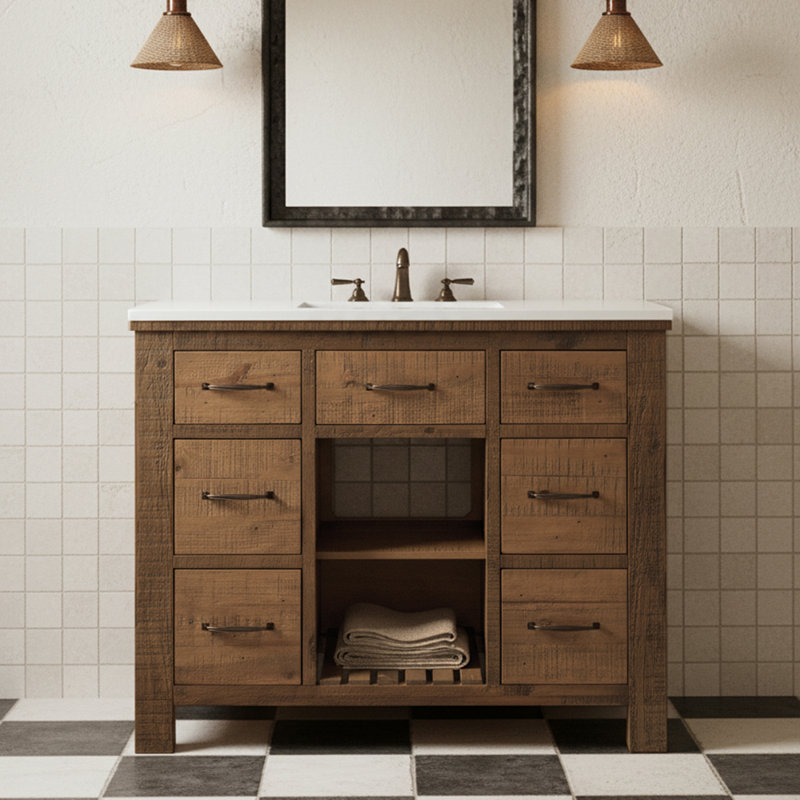 Meuble-lavabo simple 42 po avec plateau en quartz Marlie