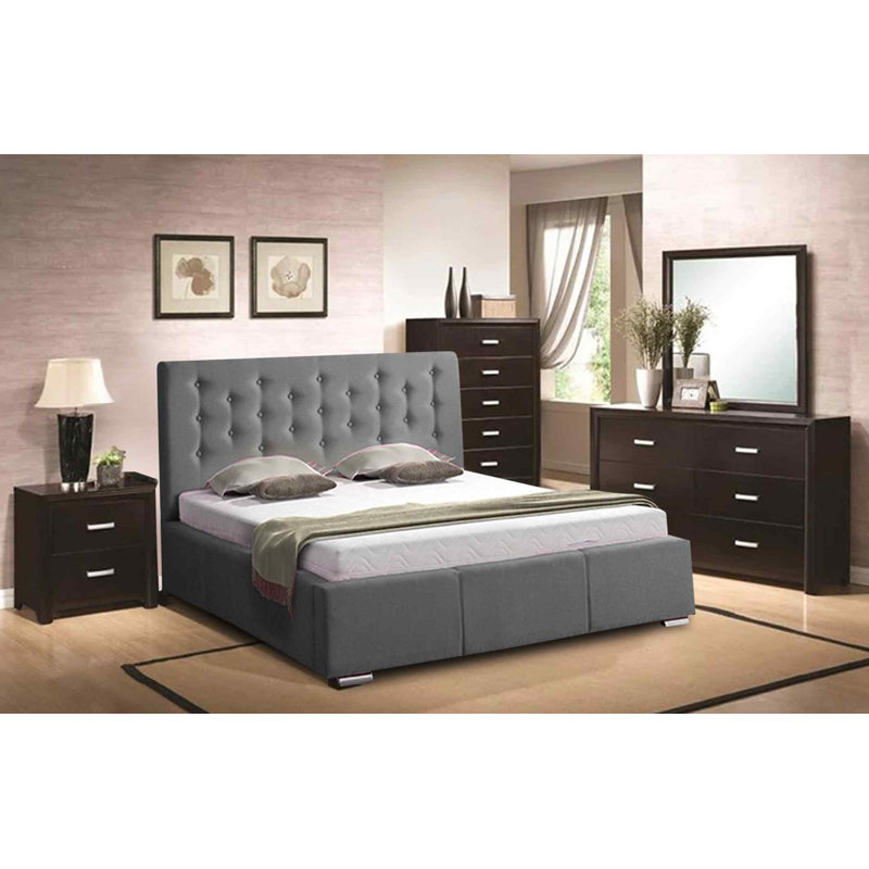 Upholstered Bed, Single (3'), Grey