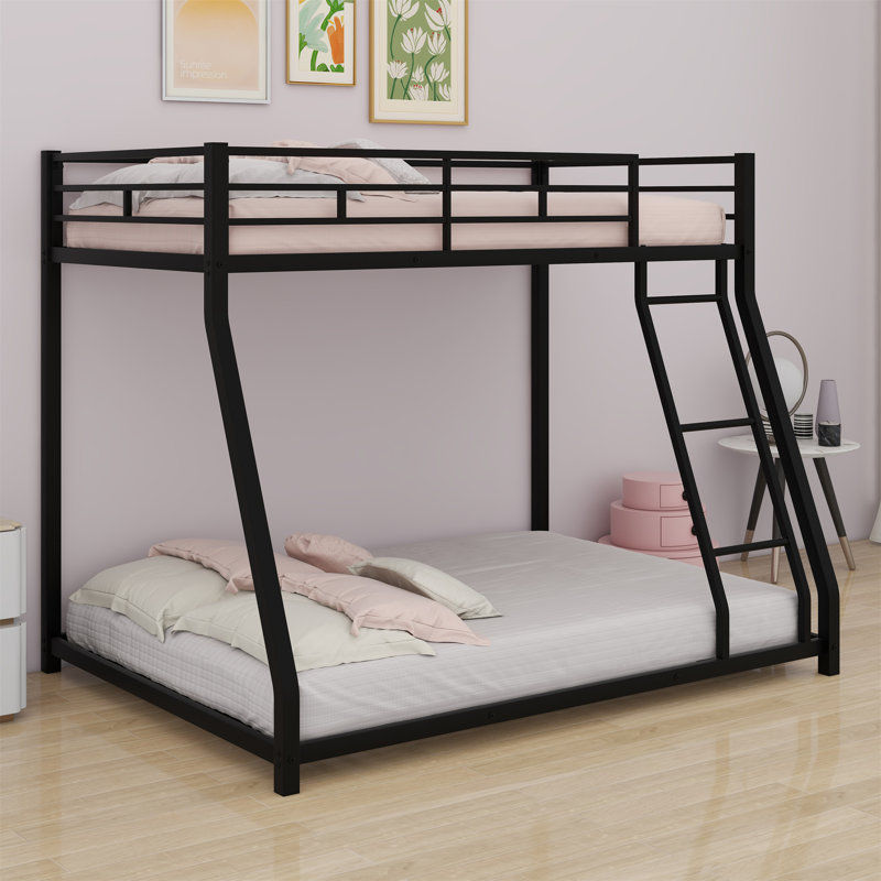 Antanesha Metal Floor Bunk Bed, Black