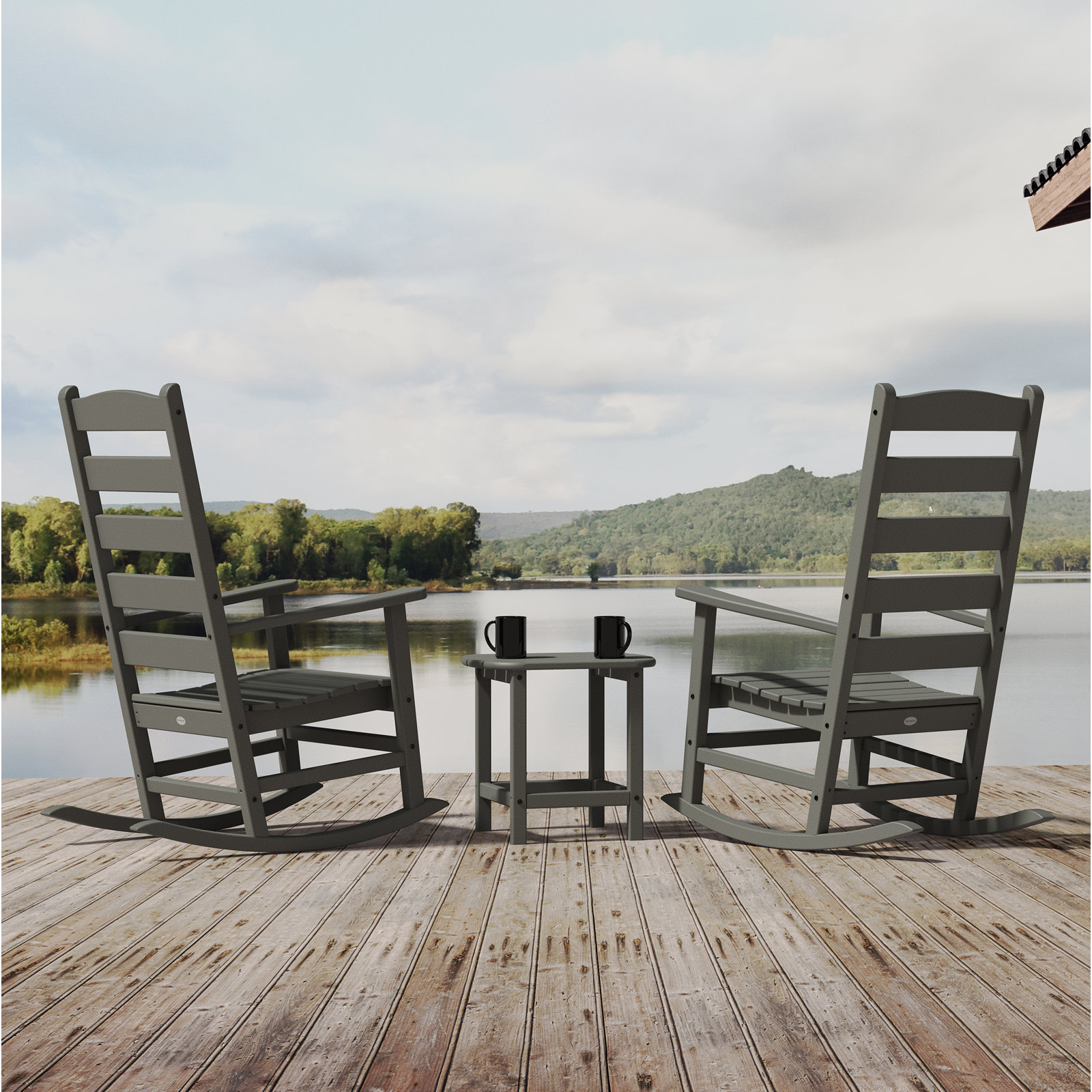 POLYWOOD® Rocker 2-Person Patio Seating Group, Slate Gray