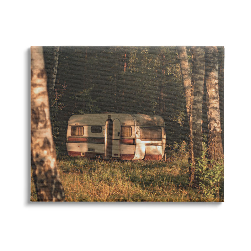 «Quiet Camper Van Deep Woodland Forest Clearing» par Daphne Polselli - photographie sur toile, Toile tendue