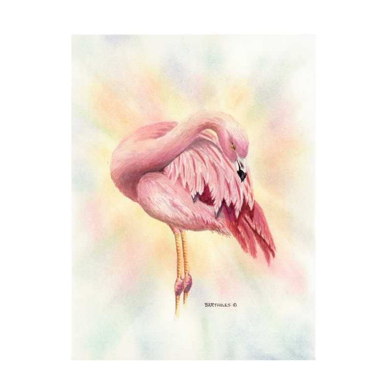Art sur toile par Dave Bartholet Flamingo, H 18 po x l 24 po