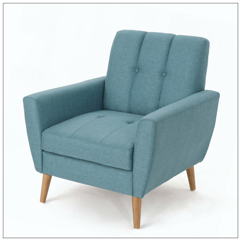 Fauteuil club en tissu Mid Stitch, Bleu