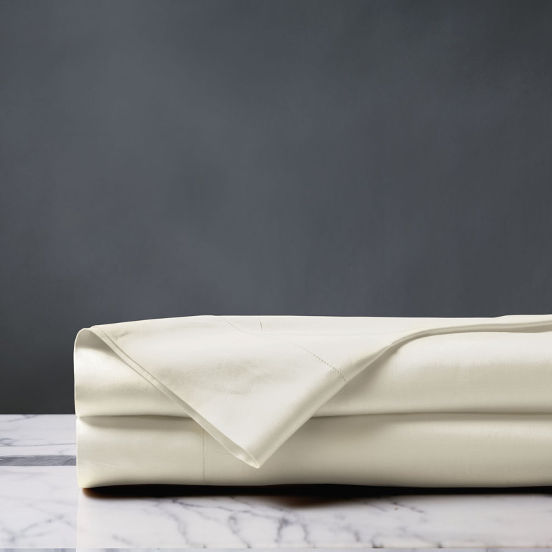 Deluca Egyptian Cotton Sateen Flat Sheet, Twin Flat Sheet, Ivory