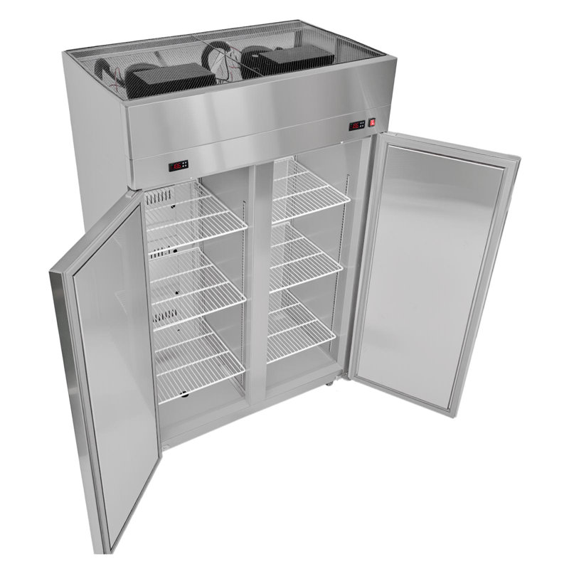 Commercial Refrigerator and Freezer Combo, 31.89 in Width Reach In Upright-Freezer Double Door, 31.1 Cu.ft Auto-Defrost Stainless Steel Freezer with 8 Adjustable Shelves, LED Light, 4 Wheels