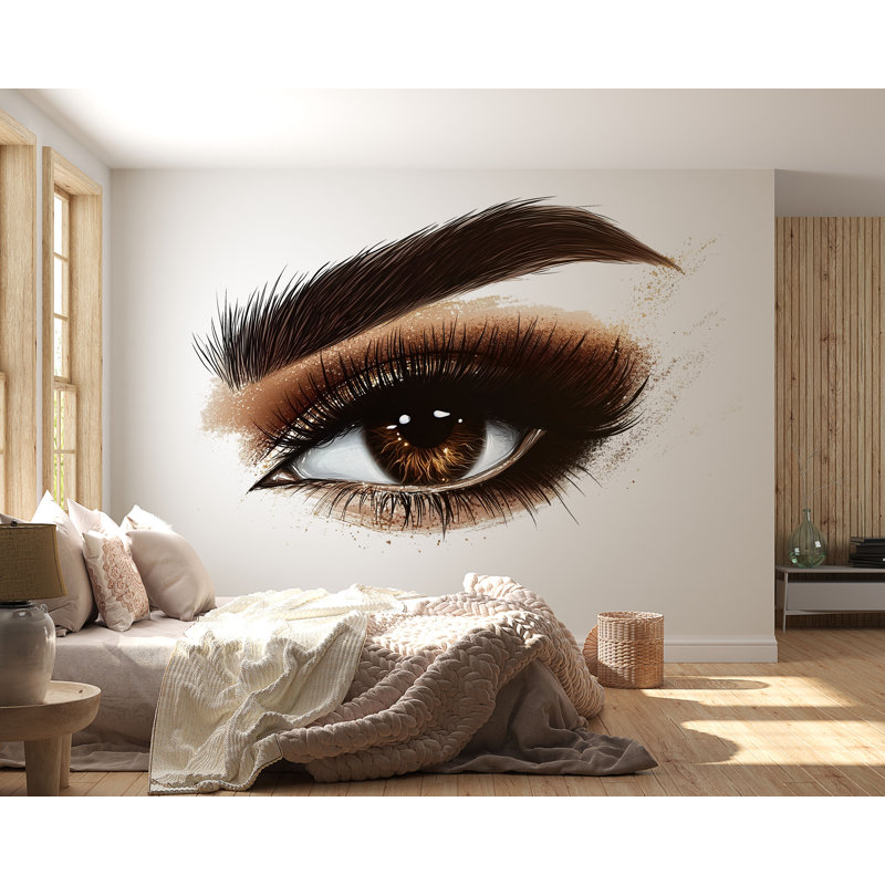 Décalcomanie murale Lash Studio, art mural œil, murale de salon de beauté, décoration d'esthétique 565MV, 29 x 55 pouces