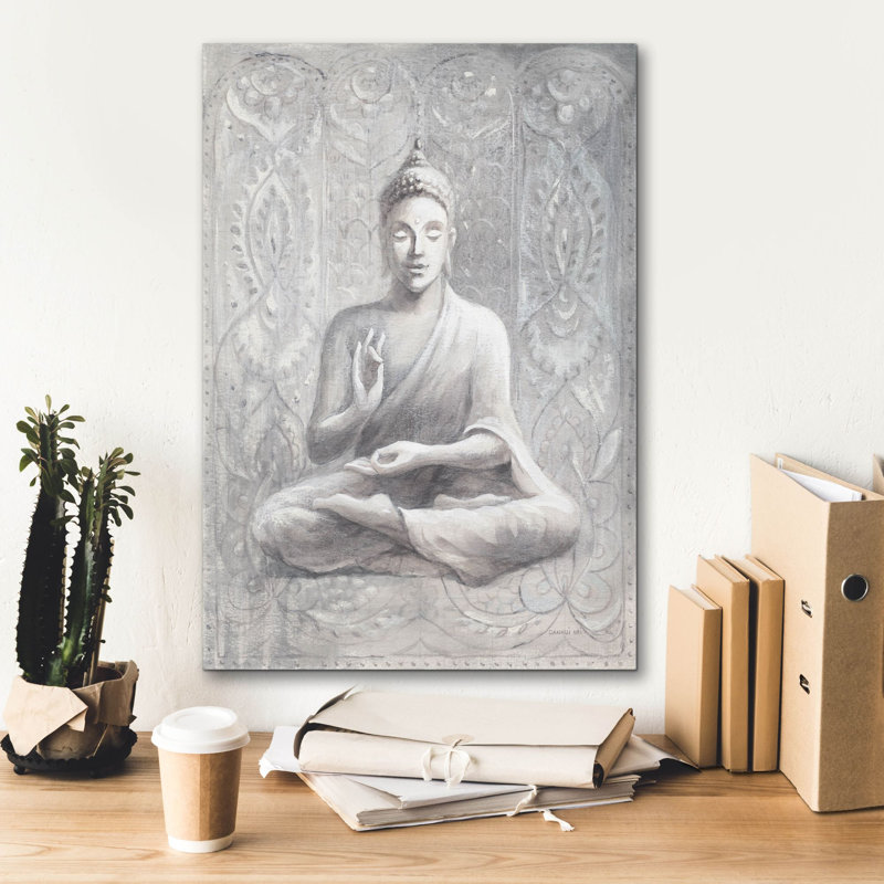 "Epic Graffiti" Peace of the Buddha Silver "par Danhui Nai, art mural sur toile, H 26 po x l 18 po
