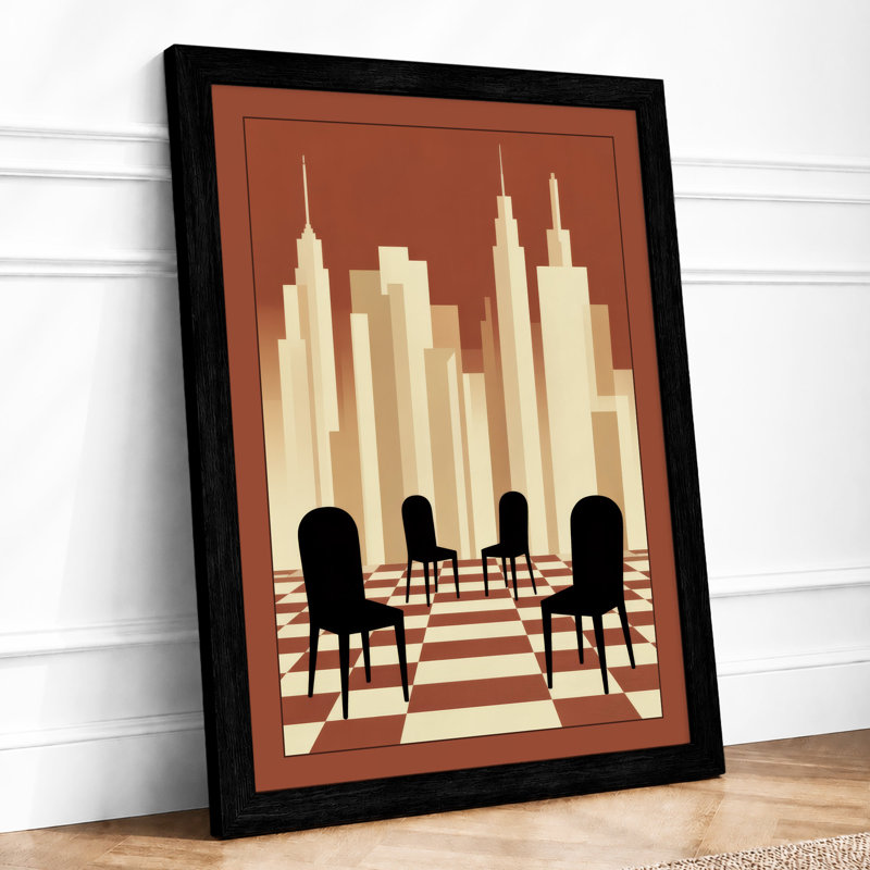 Urban Interior Geometry Art Deco - Print, A2 - 59.4 x 42.0 cm, Black