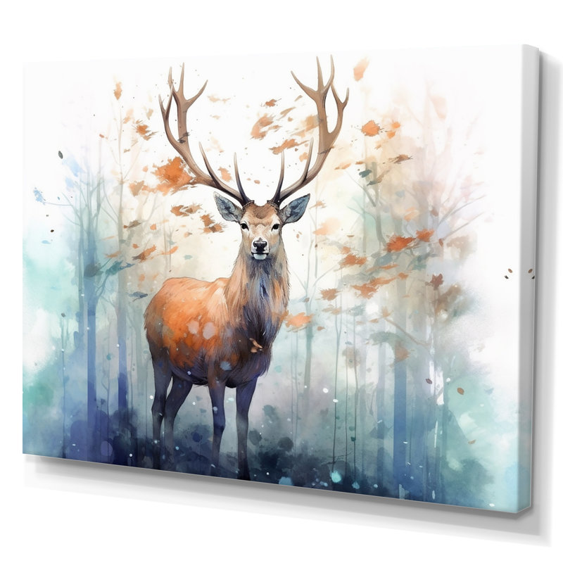 Woodland Wanderers - Deer, art mural, H 12 po x l 20 po x P 1 po, Toile tendue