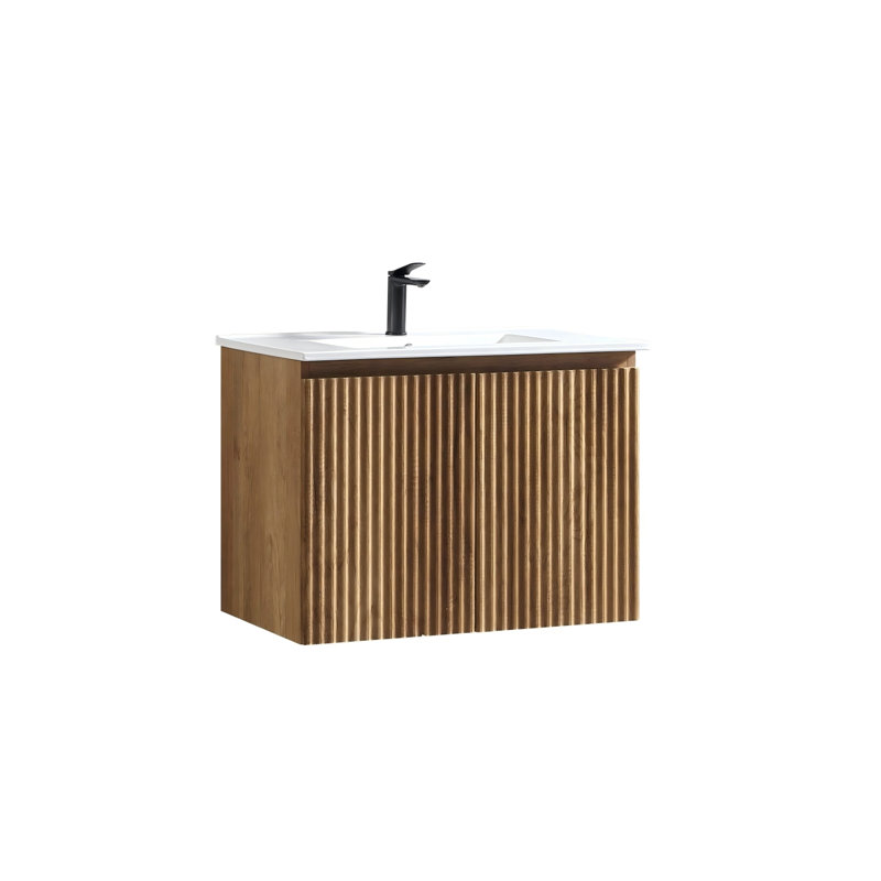 Lavabo mural 30 po en chêne Gloden avec surface solide