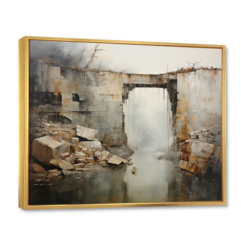Impression sur toile, "Minimalisme Bridge Power", 30" H x 40" W, Cadre flottant doré