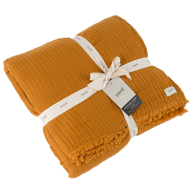 Knitted Throw Blanket, Gold, W240 x L260cm