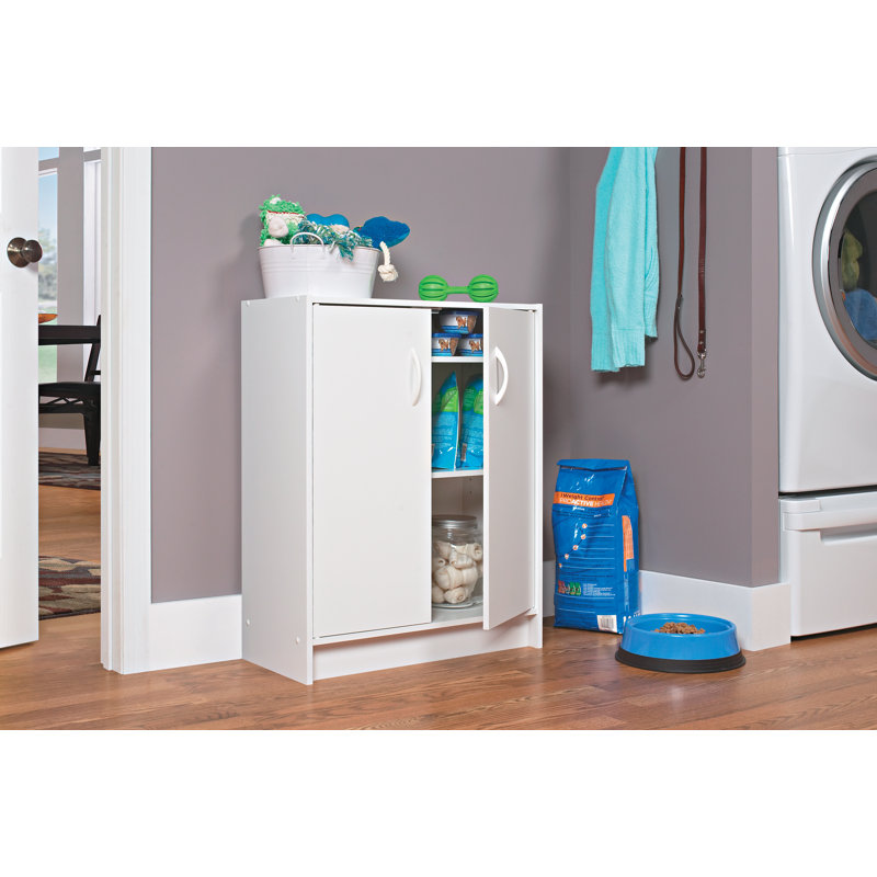Stackable Storage 2-Door Organizer, White, White