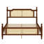 Wooden Bed With Rattan Headboard And Footboard-2124141204