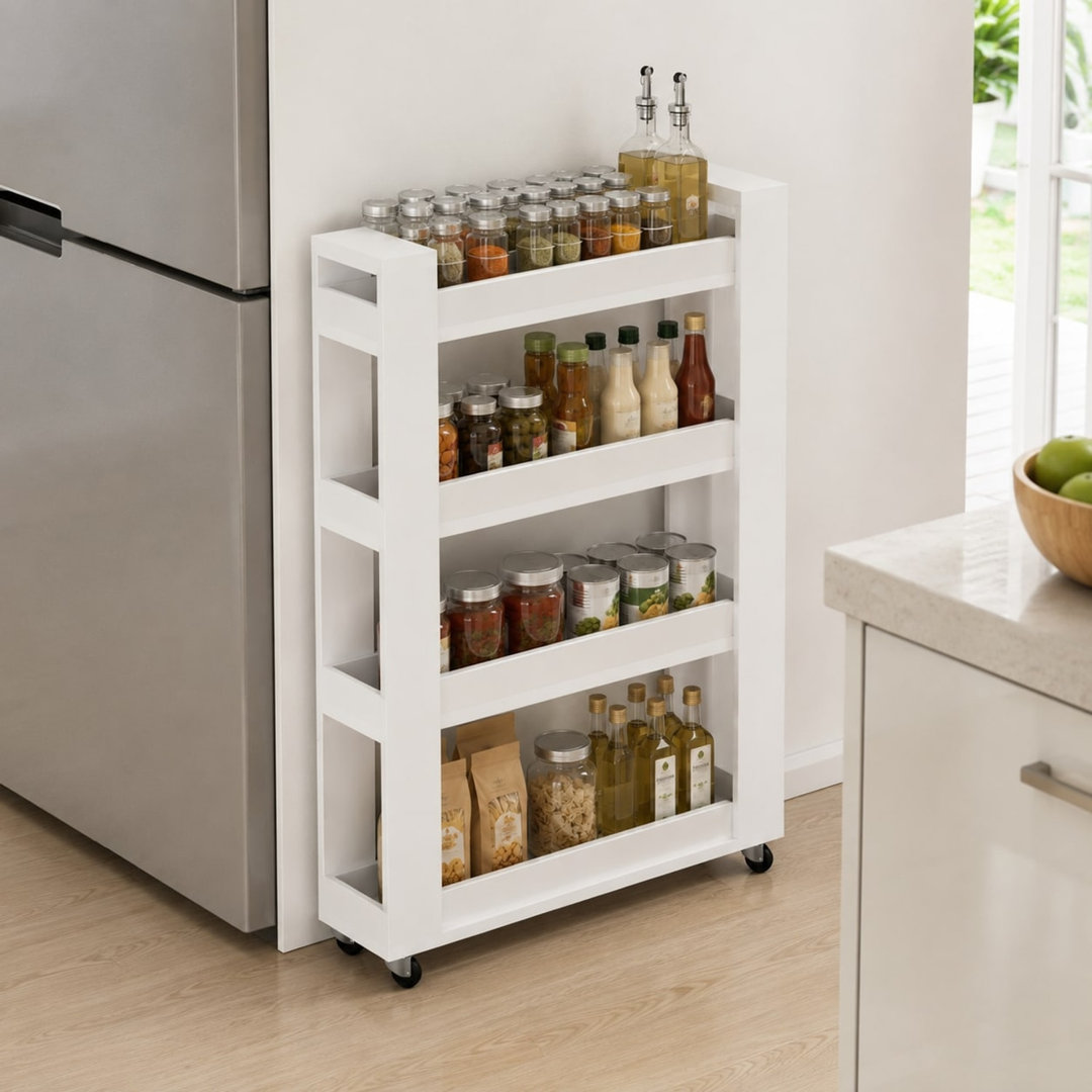 Slim 4-Tier Rolling Kitchen Storage Trolley Cart with Wheels